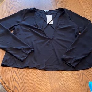 NWT! Tobi black plunge blouse